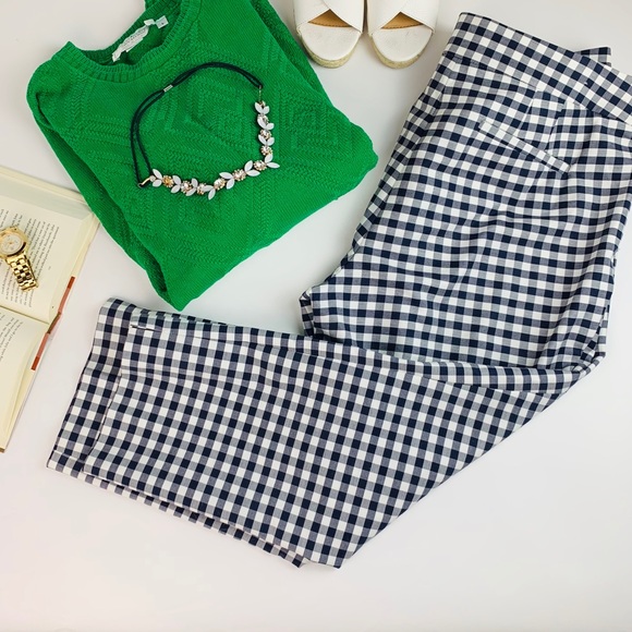 💰SALE Ann Taylor Gingham Kate Cropped Leg Pants - Picture 1 of 5